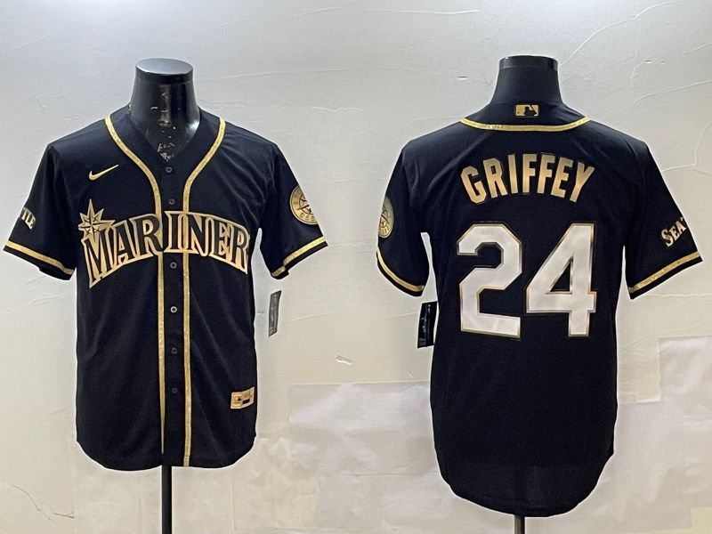 Men Seattle Mariners #24 Griffey Black Gold Game 2025 Nike MLB Jersey style 2->ncaa teams->NCAA Jersey